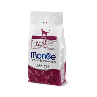 Mangime secco per gatti indoor con pollo Monge Natural Superpremium in crocchette