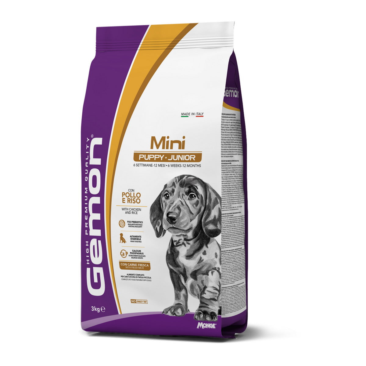 Mangime secco GEMON Mini Puppy Junior pollo riso per cani cuccioli taglia mini 3 kg