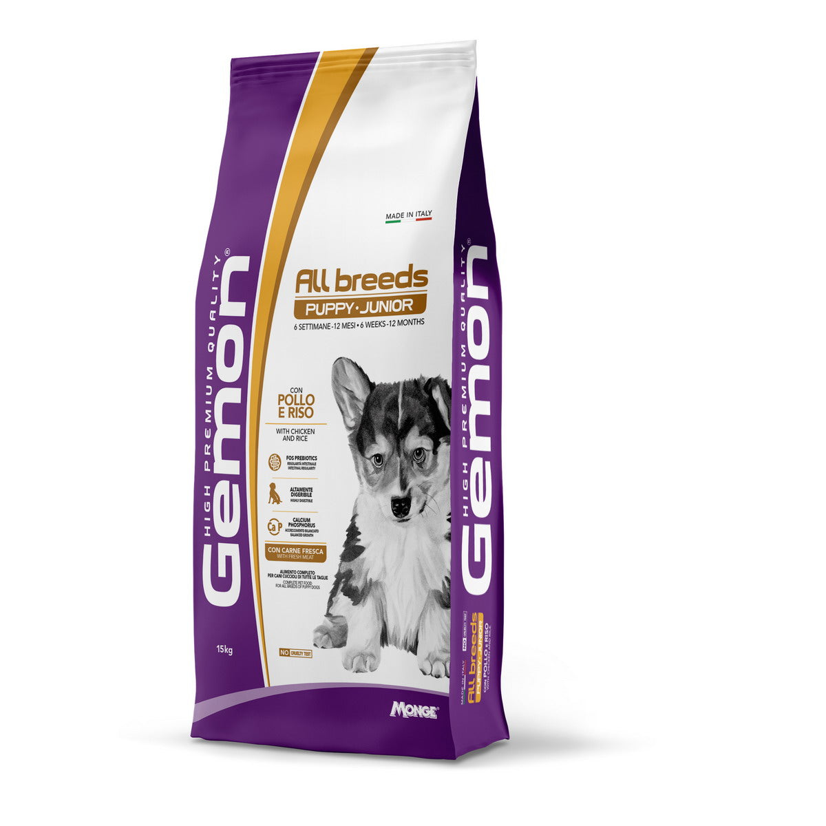 GEMON DRY DOG ALL BREEDS Puppy e Junior pollo con riso
