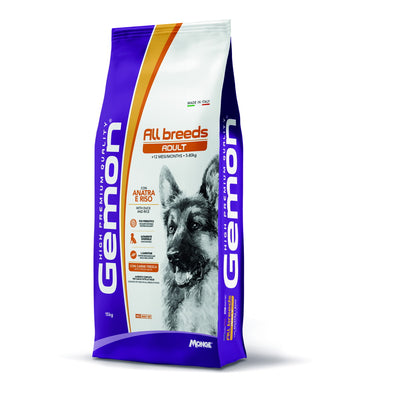 Mangime secco per cani all breeds anatra e riso GEMON 15 kg