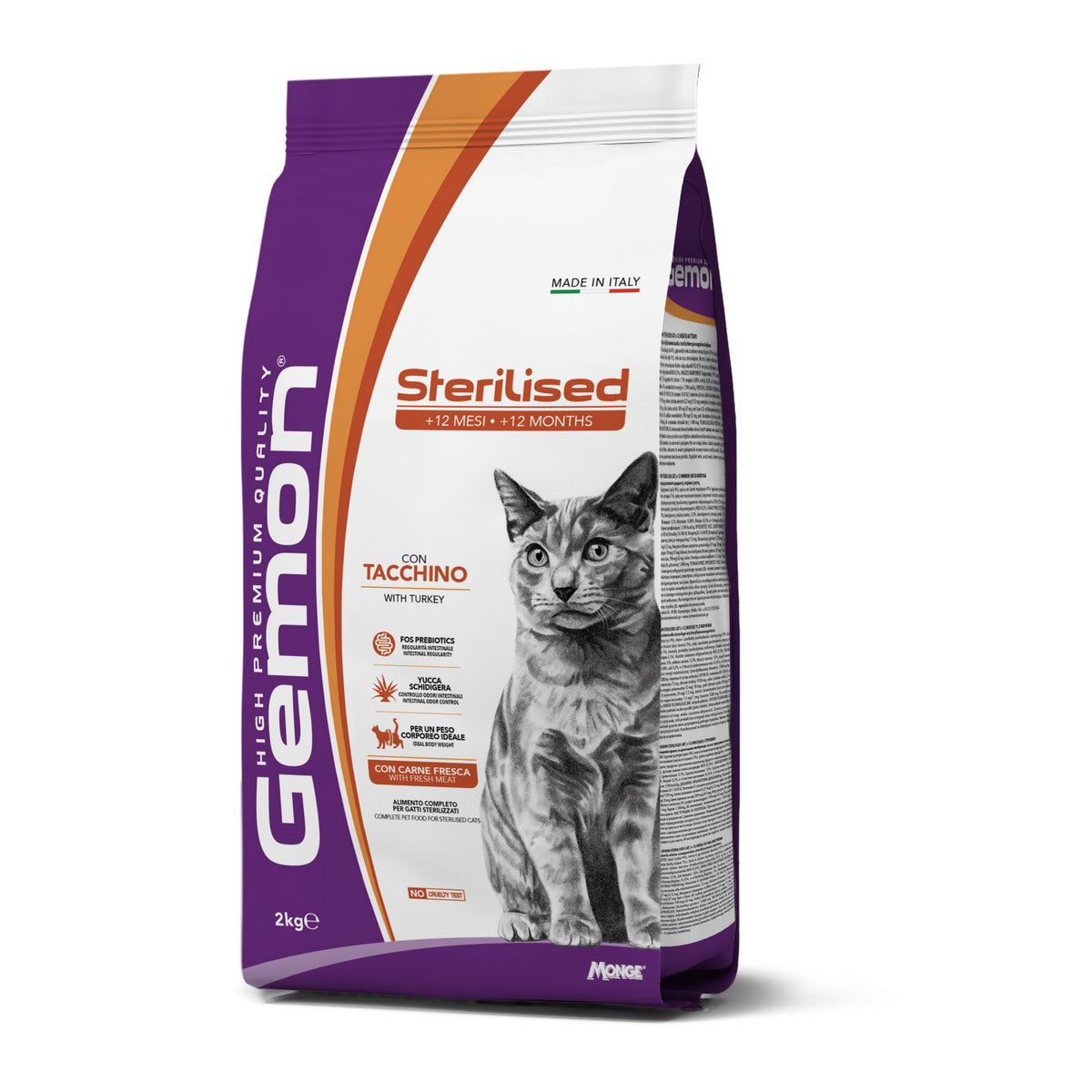 Mangime secco Gemon per gatti sterilizzati con tacchino fresco in crocchette