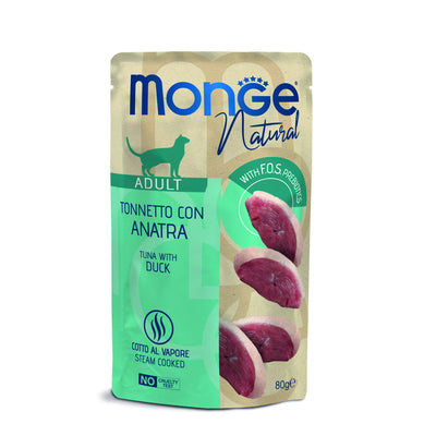 Buste Monge Natural Tonnetto con Anatra in Jelly per gatti adulti, formato 80g