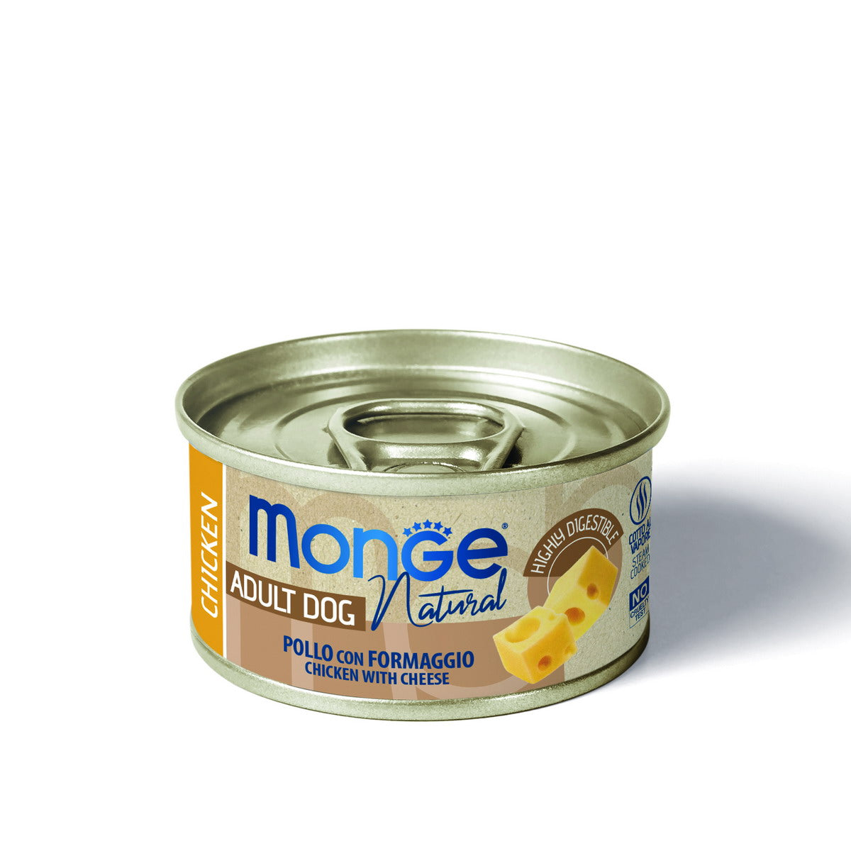Mangime umido Monge Natural per cani adulti pollo e formaggio, lattina 95g