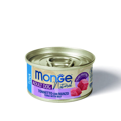 Mangime umido Monge Natural per cani adulti tonnetto con manzo in lattina 95 g