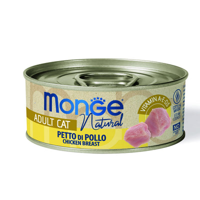 Mangime umido Monge Natural petto di pollo per gatti adulti, lattina 80 g