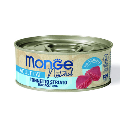 Lattina di alimento umido Monge Natural tonnetto striato per gatti adulti, 80 g