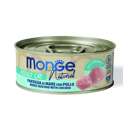 Lattina 80g Monge Natural Fantasia di Mare con Pollo alimento complementare per gatti adulti