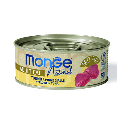 Monge Natural Tonno a Pinne Gialle in Gelatina per Gatti Adult, lattina 80g