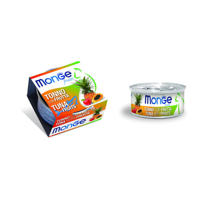 Bocconcini di tonno e frutta per gatti adulti Monge Fruits in lattina 80g
