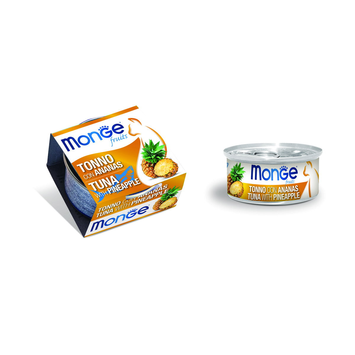 Lattina Monge Fruits Tonno con Ananas per gatti adulti, 80 g, alimento complementare umido