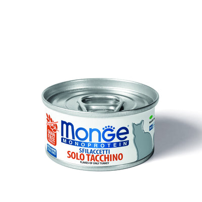 Sfilaccetti per gatti Monge Monoprotein con tacchino in lattina 80 g