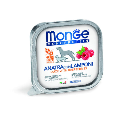 Paté Monge Monoprotein per cane anatra e lamponi vaschetta 150 g