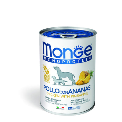 Paté Monge Monoprotein per cani con pollo e ananas, lattina 400 g
