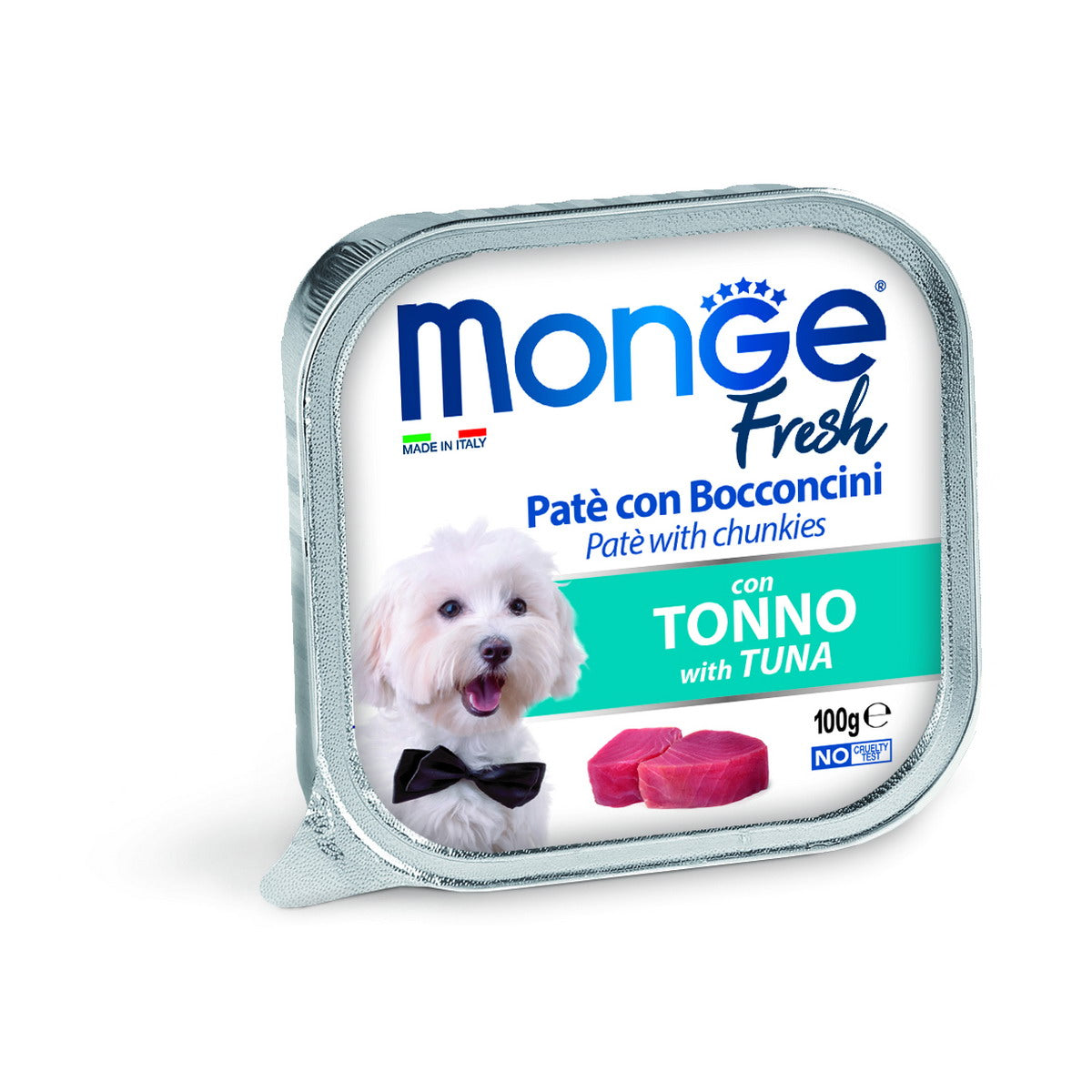 Paté Monge Fresh con bocconcini di tonno per cani, vaschetta 100 g