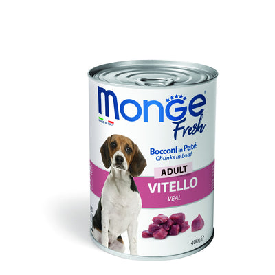 Monge Fresh paté per cane adulto con vitello in lattina 400 g