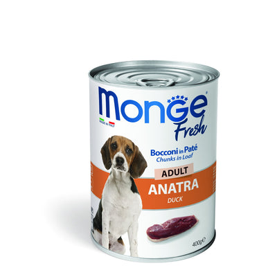 Mangime umido Monge Fresh Dog Adult in paté con anatra, lattina 400 g per cani adulti