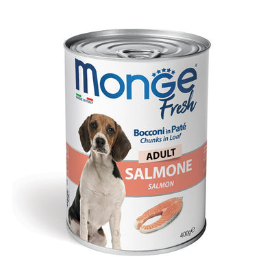 Monge Fresh Dog Adult Salmone 400 g – Bocconi in Paté