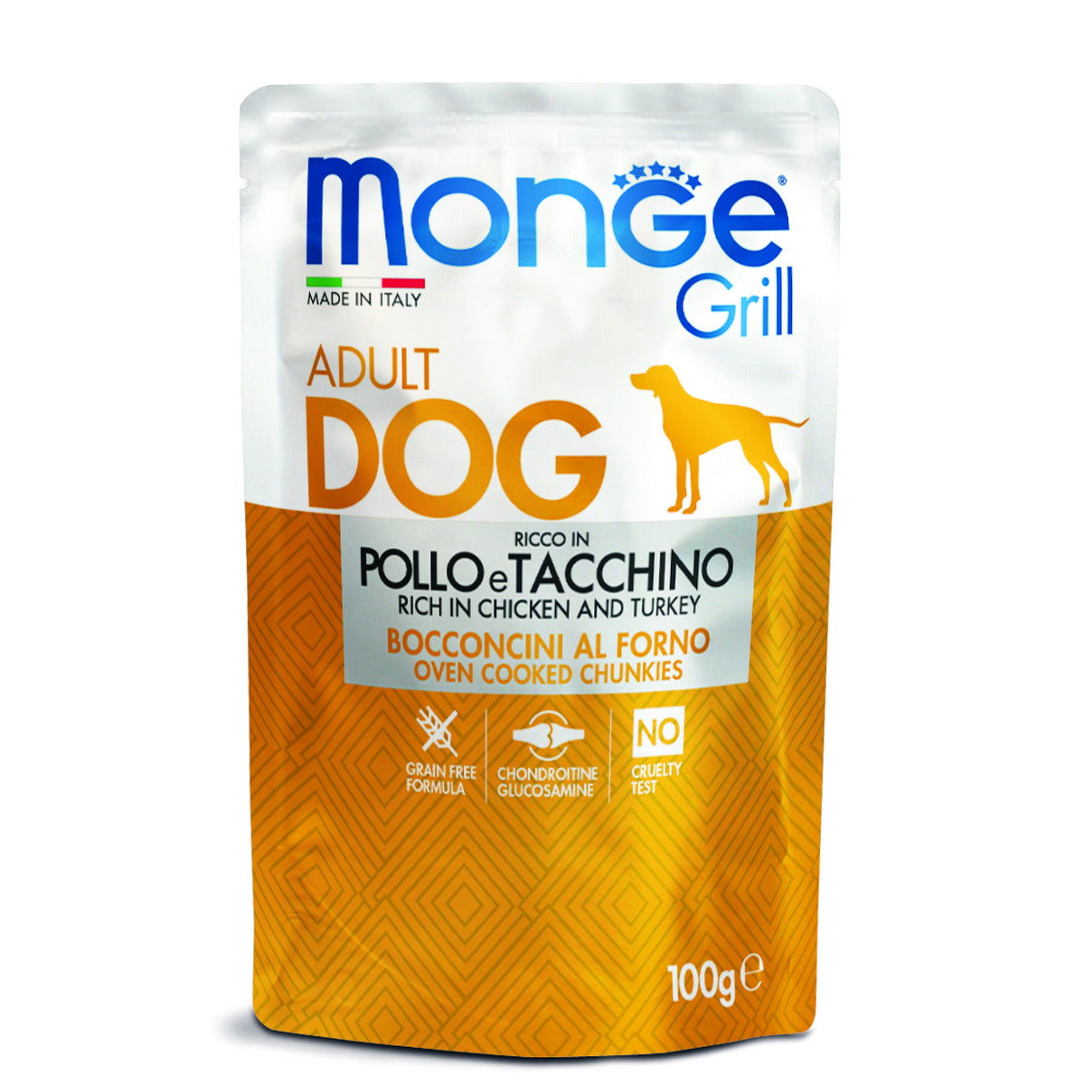 Monge Grill Bocconcini Pollo e Tacchino per Cane, 100 g
