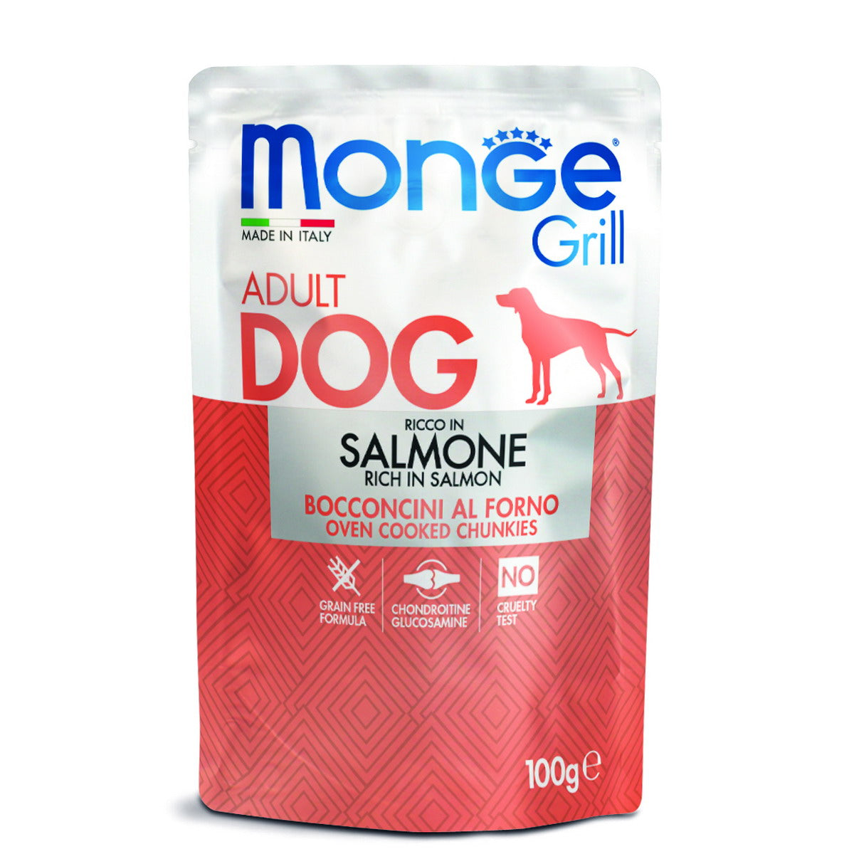 Monge Grill Bocconcini per Cane Salmone, alimento umido completo 100 g