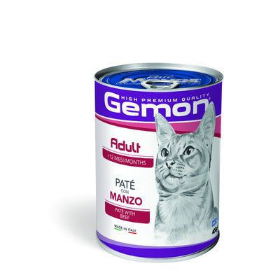 Paté manzo Gemon per gatti adulti, 400 g, alimento umido completo