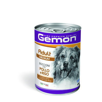 Mangime Gemon Bocconi con Pollo e Riso per Cani Adult Medium, 415 g