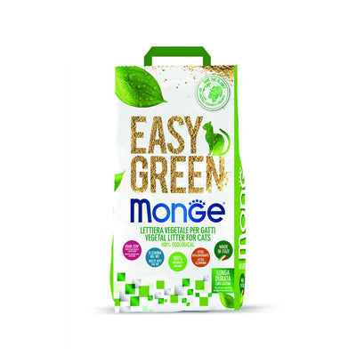 Lettiera vegetale ecologica Monge Easy Green per gatti, 3,5 kg, fibre naturali agglomeranti