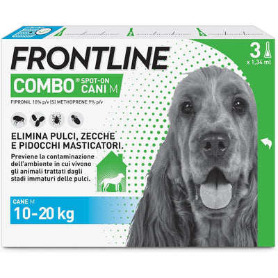Frontline Combo antiparassitario in pipette per cane 10-20 kg, confezione da 3 pipette spot-on