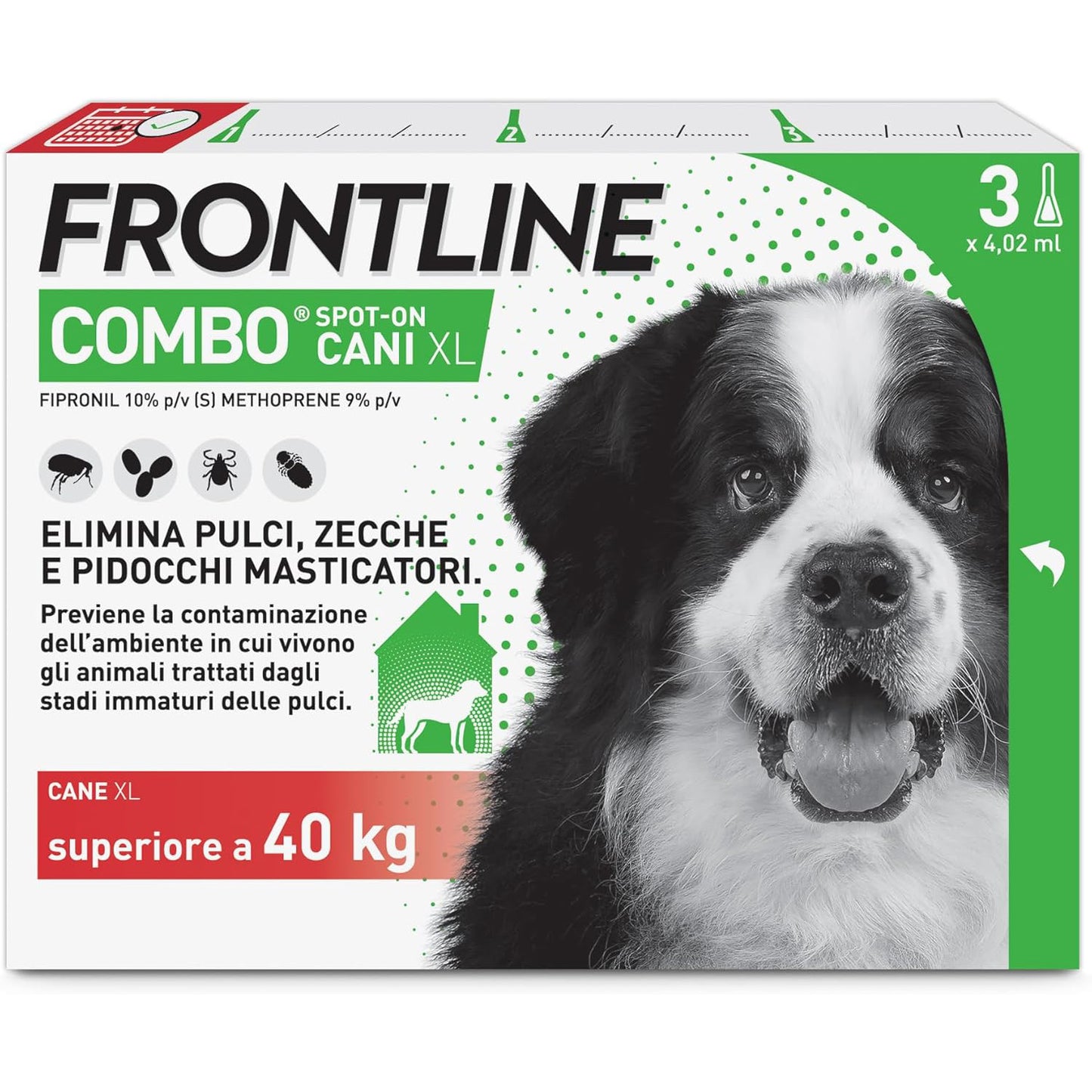 Antiparassitario Frontline Combo in pipette per cani 40-60 kg, confezione da 3 pipette