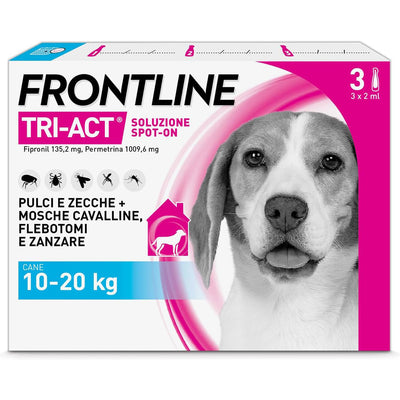 Frontline Tri-Act antiparassitario spot-on per cani 10-20 kg, confezione 3 pipette