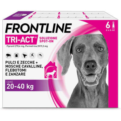 Frontline Tri-Act antiparassitario spot-on per cani 20-40 kg, confezione da 6 pipette monodose