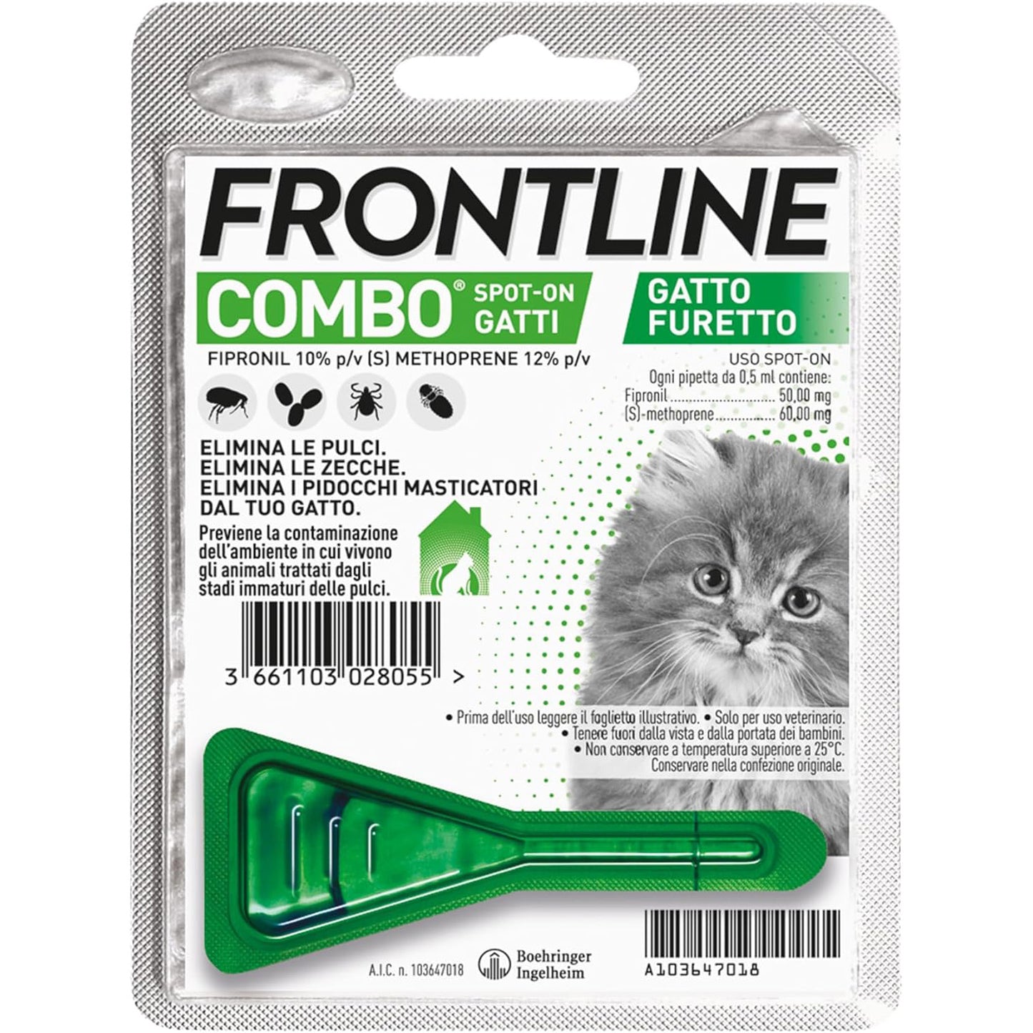 Antiparassitario Frontline Combo Kit per gattini, 1 pipetta spot-on antiparassiti