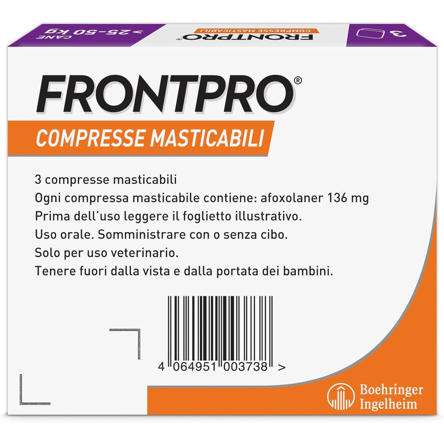 FRONTPRO CANE 25-50 KG 136 MG 3 CPR