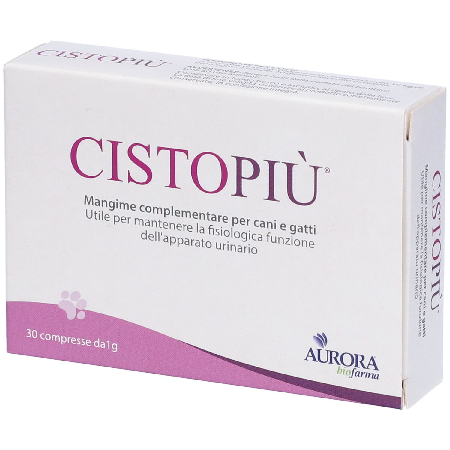 Integratore in compresse per vie urinarie cani e gatti, confezione da 30 compresse da 1 g