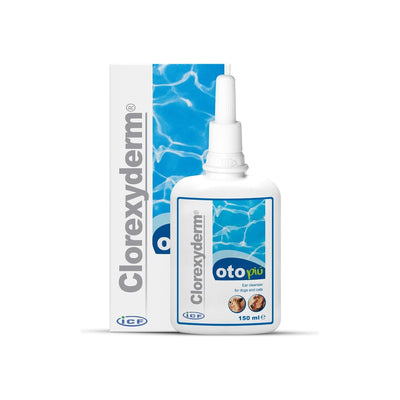 Detergente auricolare Clorexyderm Oto 150 ml per cani e gatti, soluzione veterinaria per pulizia orecchio