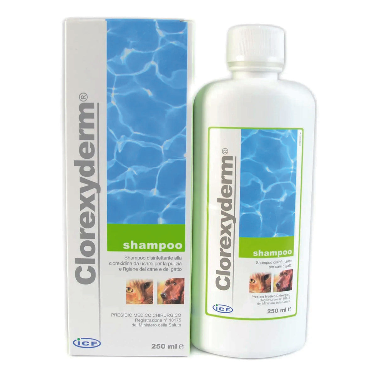 Clorexyderm Shampoo disinfettante 250 ml per cani e gatti con azione antimicrobica