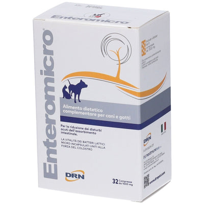Enteromicro 32 compresse probiotici prebiotici per cani e gatti supporto flora intestinale