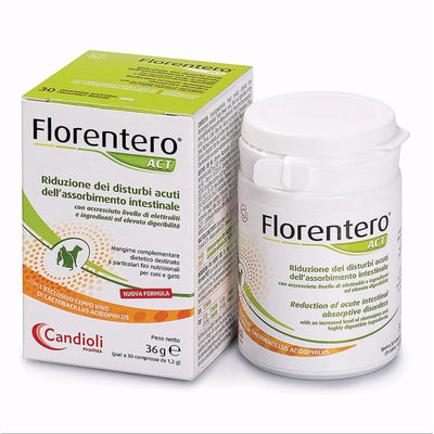 Florentero Act 30 compresse probiotiche per supporto intestinale cani e gatti