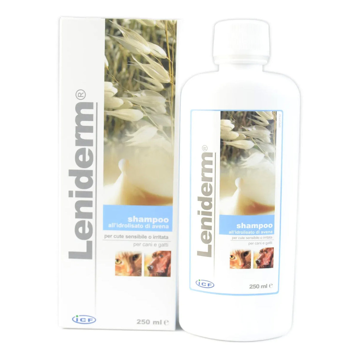 Shampoo lenitivo Leniderm 250 ml per cani e gatti con pelle sensibile