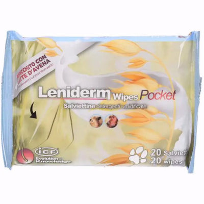 Salviette Leniderm per cani e gatti, confezione da 20 pezzi detergenti per manto e cute