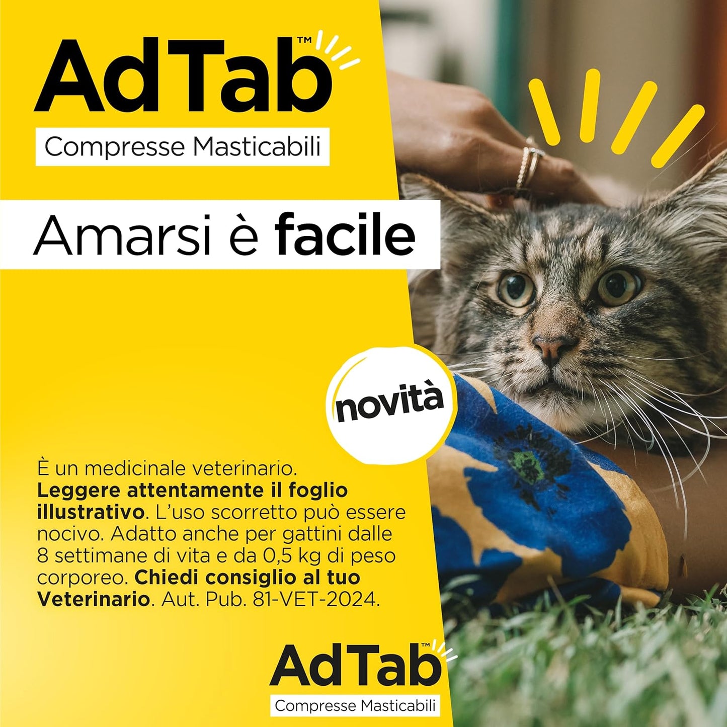 ADTAB GATTO 2-8 KG 48 MG AZZURRO 3 COMPRESSE
