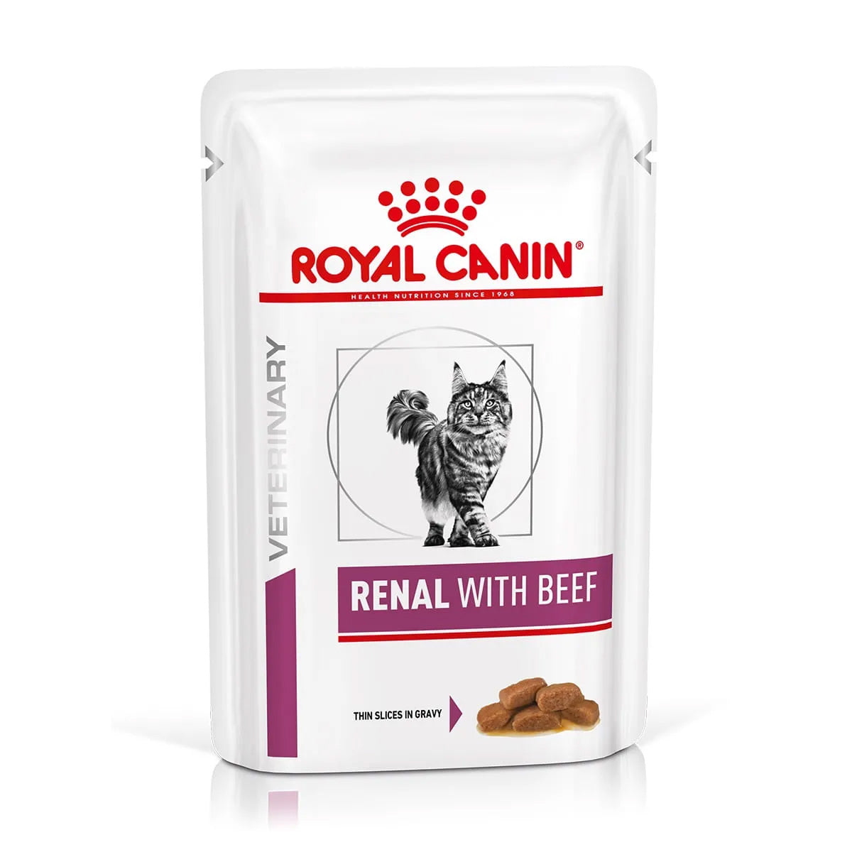 Mangime umido renal per gatti con manzo, bustina 85 g per insufficienza renale
