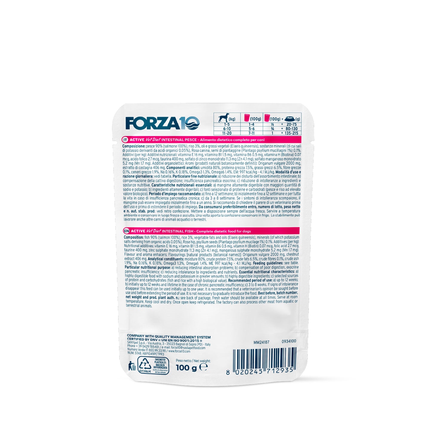 FORZA 10 CANE ACTIWET INTESTINAL BUSTINA 100 GR