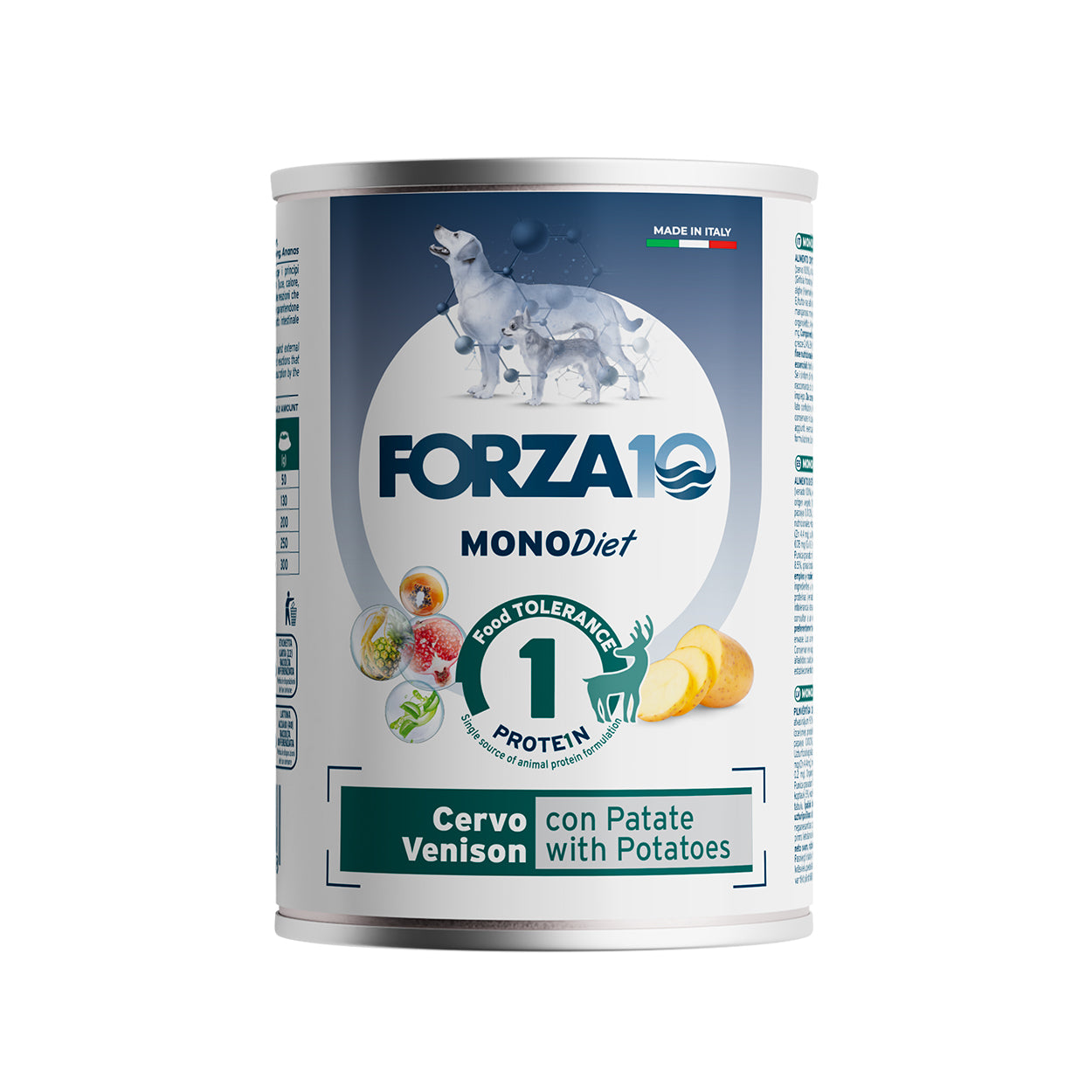 Pâté cervo e patate Forza10 per cani diet, lattina 400 g con monoproteina selvatica