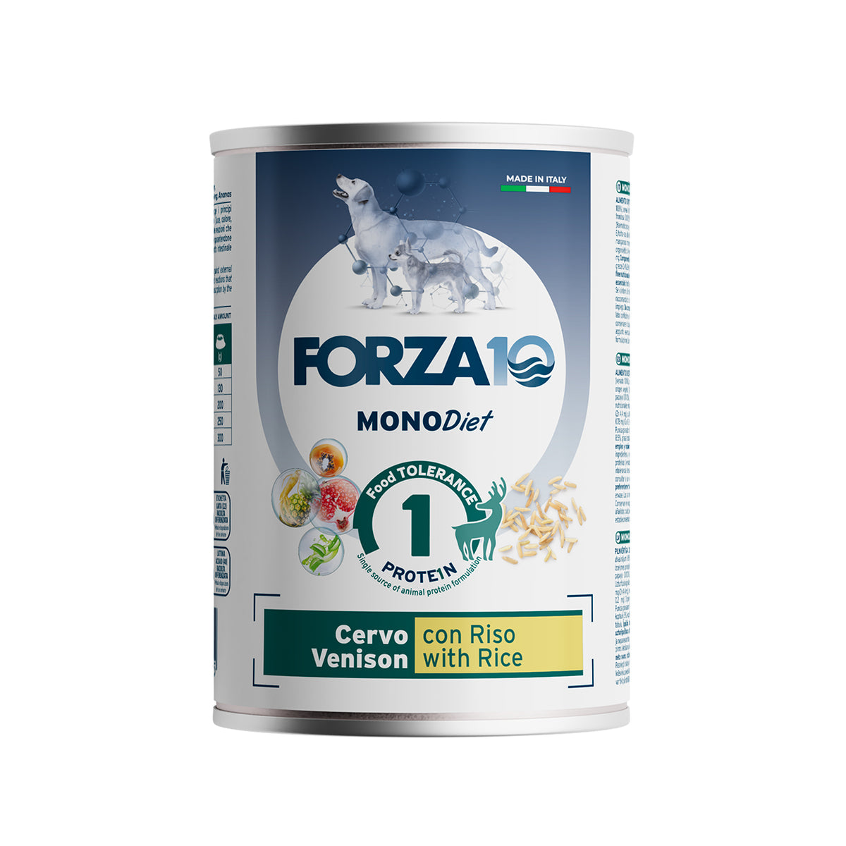 Pâté Diet Forza10 per cane adulto con cervo e riso, lattina 400 g per intolleranze alimentari
