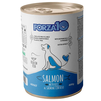 Lattina di mangime umido Forza10 per cane adulto al salmone e riso, 400 g