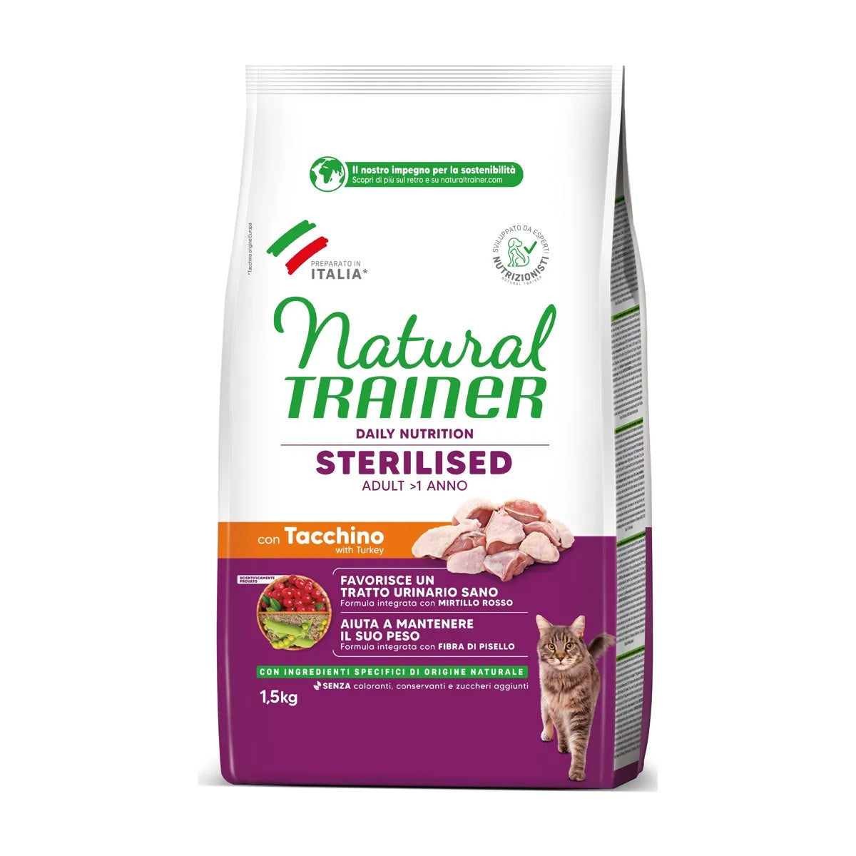 NATURAL TRAINER CAT STERILIZED TACCHINO 1,5 KG