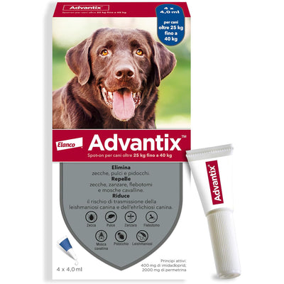 Advantix Spot-On antiparassitario per cani 25-40 kg, confezione da 4 pipette x 4 ml