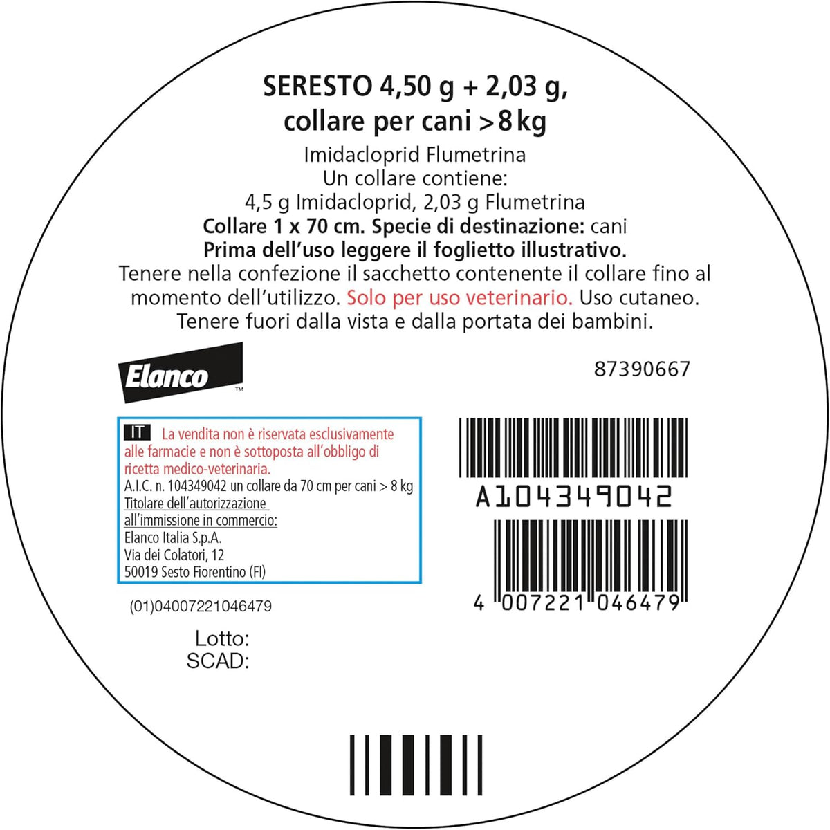 SERESTO COLLARE Cane oltre 8kg