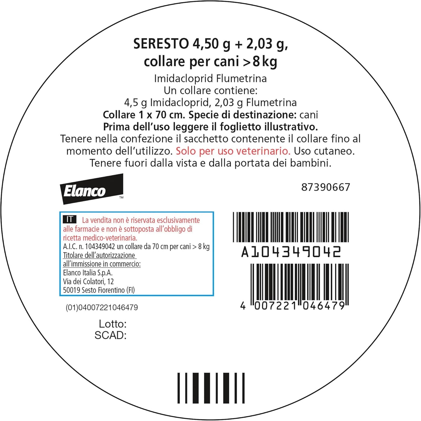SERESTO COLLARE Cane oltre 8kg
