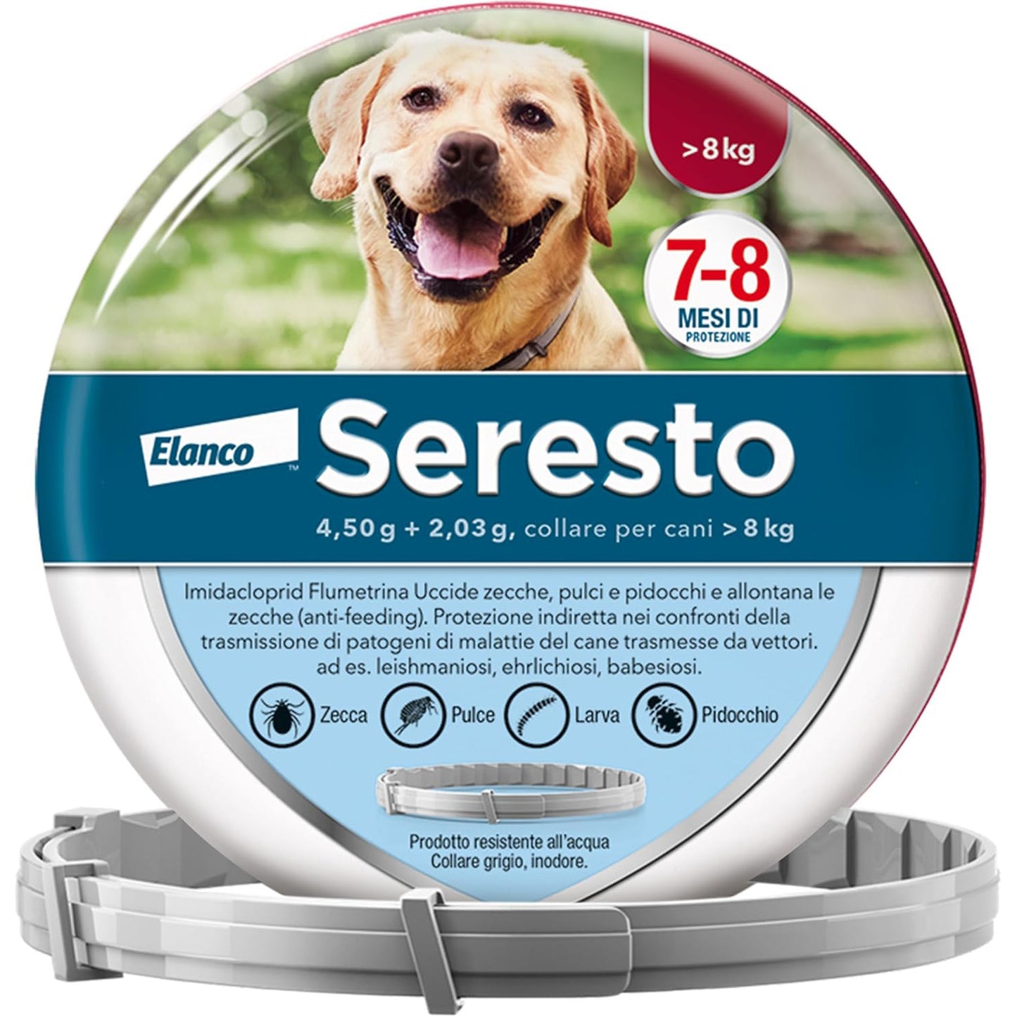 Collare antiparassitario Seresto per cani oltre 8 kg con protezione fino a 8 mesi